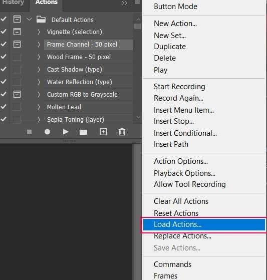 Photoshop actions