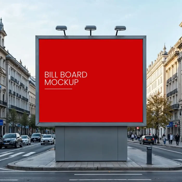 Realistic billboard mockup displaying branding and promotional designs.