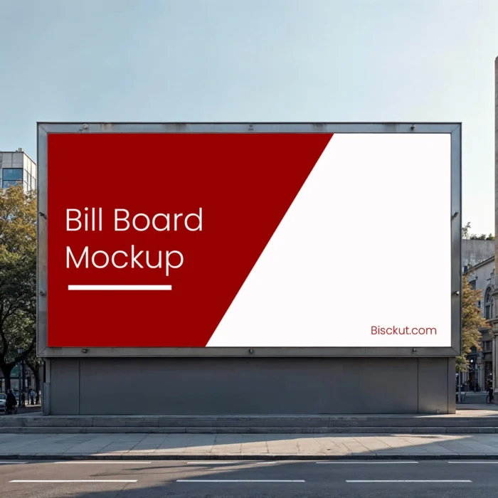 Realistic street billboard mockup showcasing outdoor advertisement design in an urban setting
