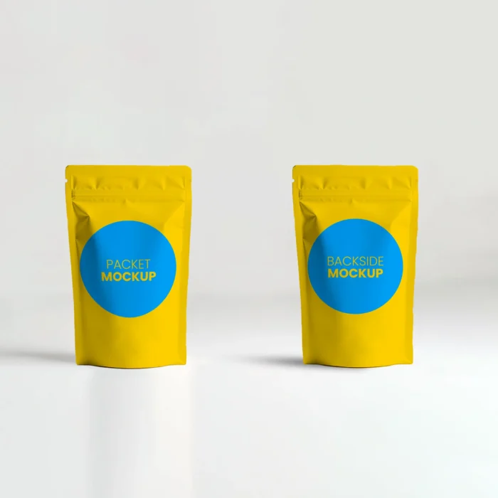 Realistic food packaging mockup showcasing front and back design.