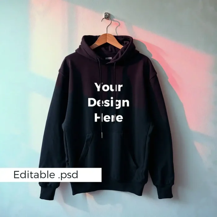Black Hoodie on Hanger Mockup