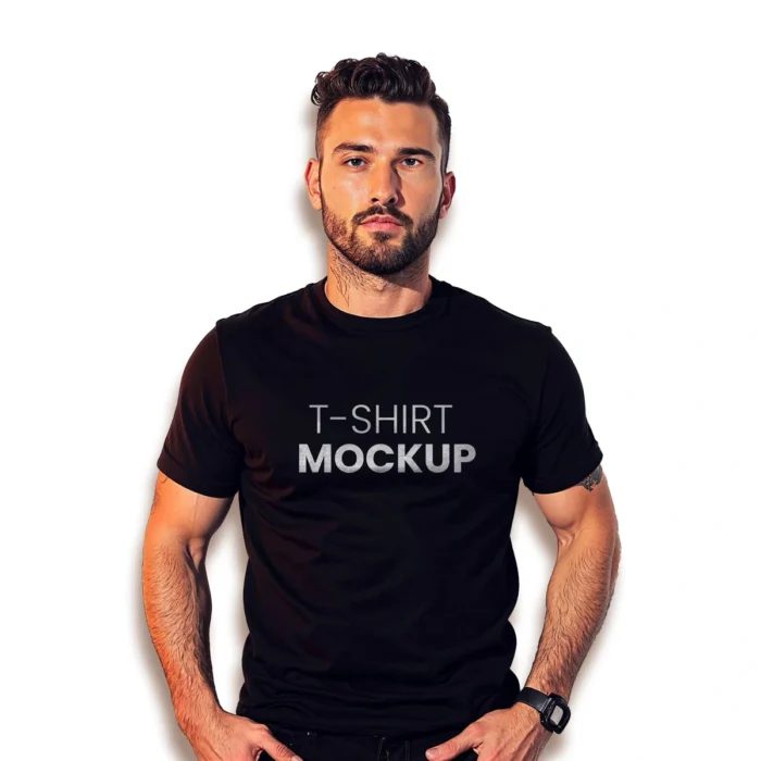 Athletic t-shirt mockup with realistic fit and smart layers for showcasing activewear designs.