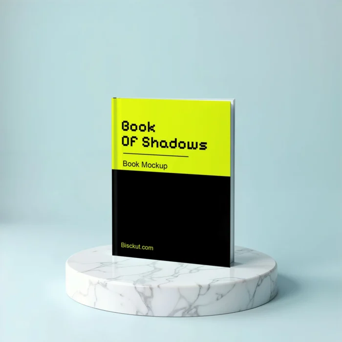 Realistic book mockup showing customizable front cover and spine design on a hardcover book.