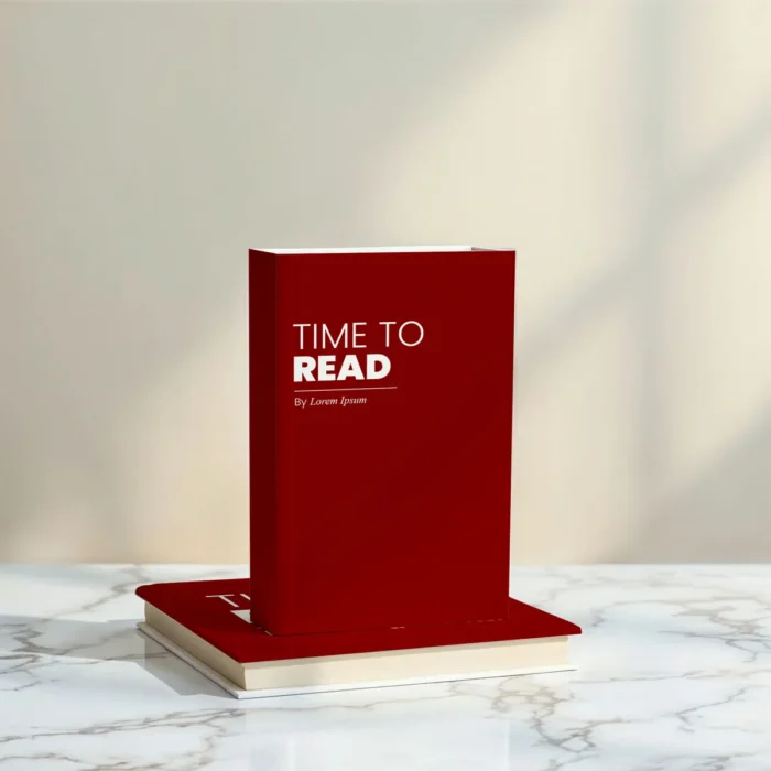 Realistic book mockup showcasing a book cover design