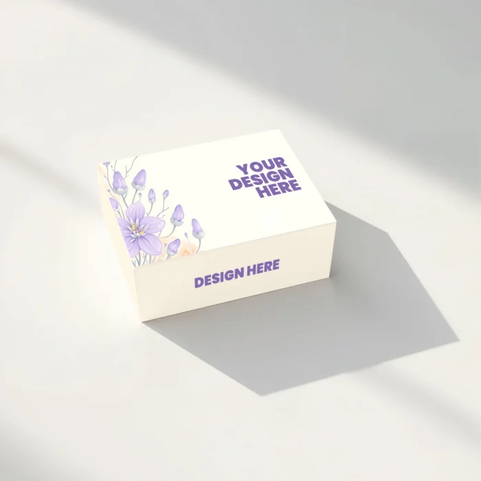 Realistic square box mockup showcasing product packaging design.