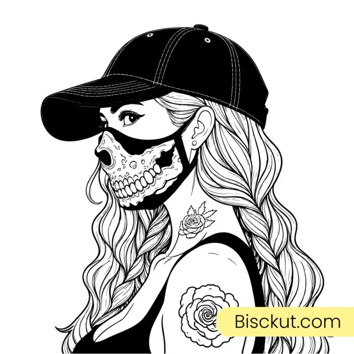 Chicano girl tattoo line art, perfect for fashion, branding, and creative projects. Editable AI & EPS.