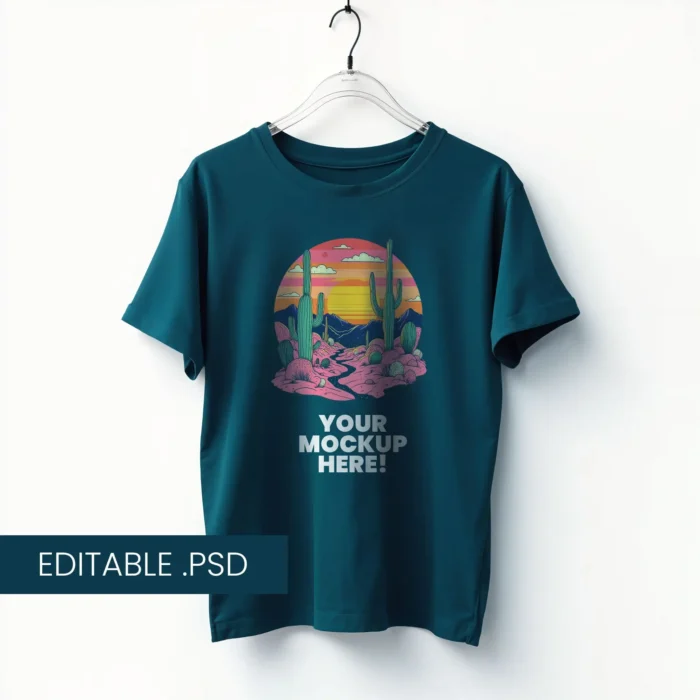 Dark Cyan Tshirt Mockup - Image 2