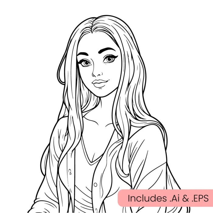 Smiling Female Line Art download