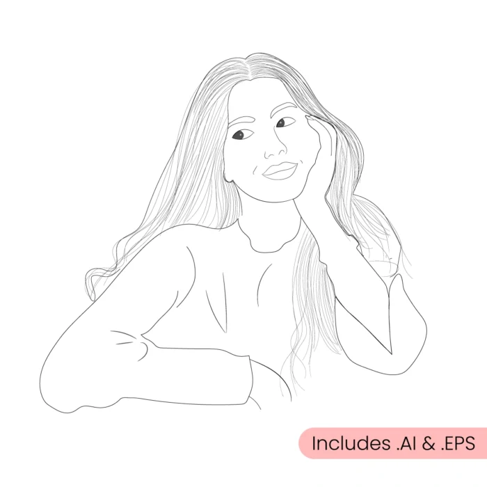 Smiling lady Line art download