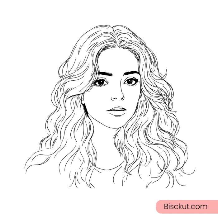 Cute girl line art vector in AI and EPS for posters, branding, cards, and creative projects.