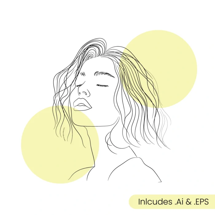 Elegant Face Line Art: Minimalist Girl Illustration download