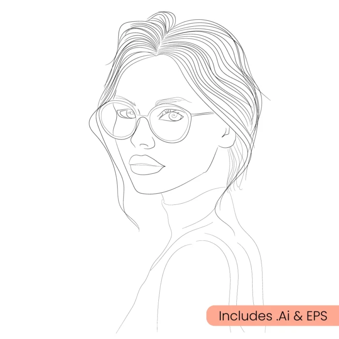 Elegant Women with Specs Line Art download