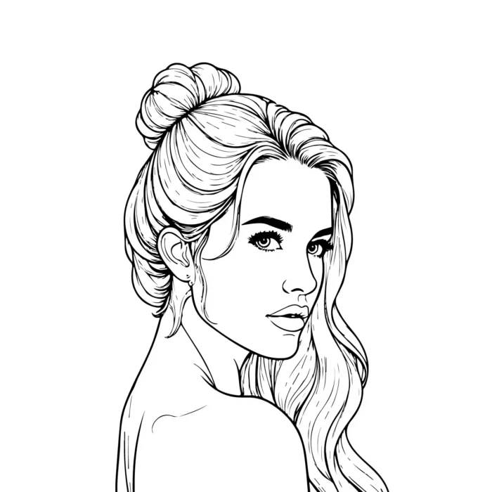Elegant salon clip art featuring a young woman, ideal for beauty branding and promotional materials.