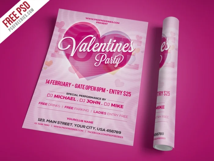 Elegant Valentine invitation with heart motif on soft background