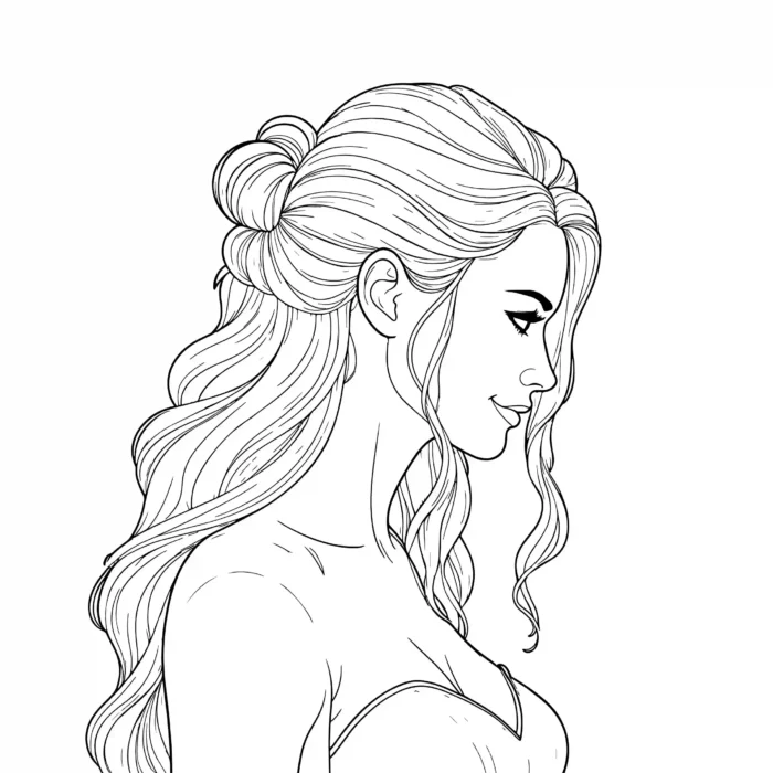 Elegant woman outline illustration in minimalist line art style for modern design projects.
