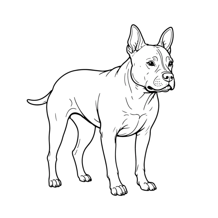 American Bully dog line art vector for logos, pet packaging, social media, and merchandise design.