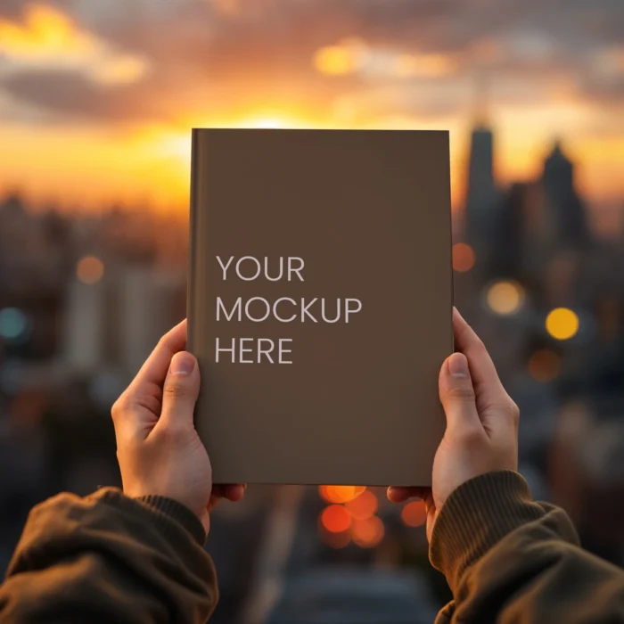 Realistic book cover mockup showcasing customizable design for professional presentations.