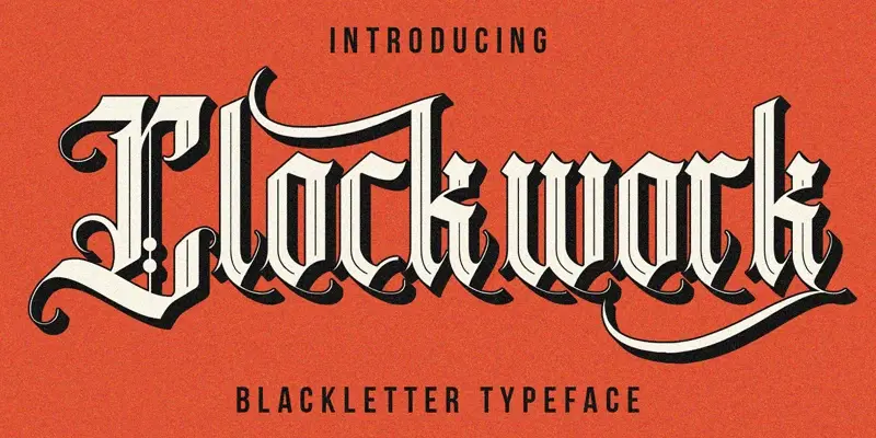 Visual of clockwork font: a old English font
