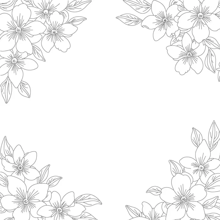 Botanical floral background line art for packaging, feminine branding, and social media designs.