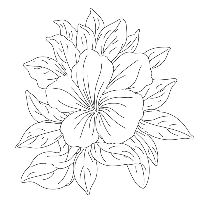 Flower with leaf line art for branding, packaging, and creative design projects.