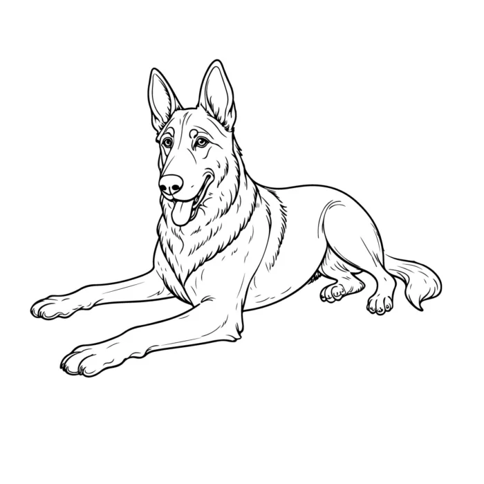German Shepherd Line Art, ideal for logos, packaging, and branding in .AI and .EPS formats.