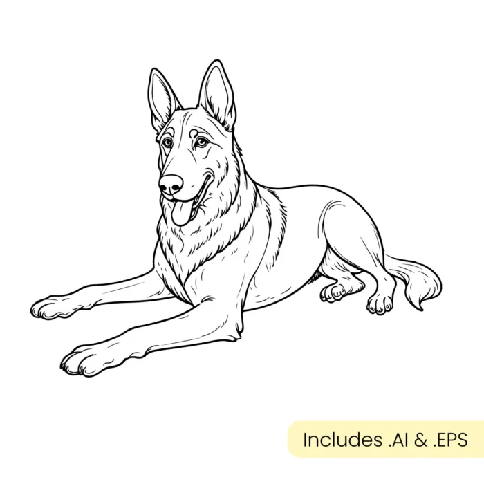 German shepard line art download
