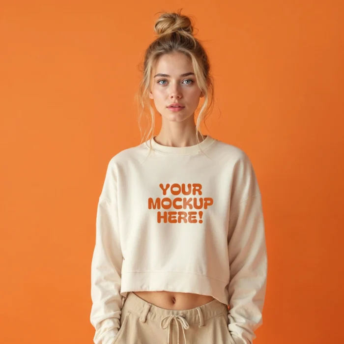 Crop Top Sweatshirt Mockup – High-Quality PSD - Image 2