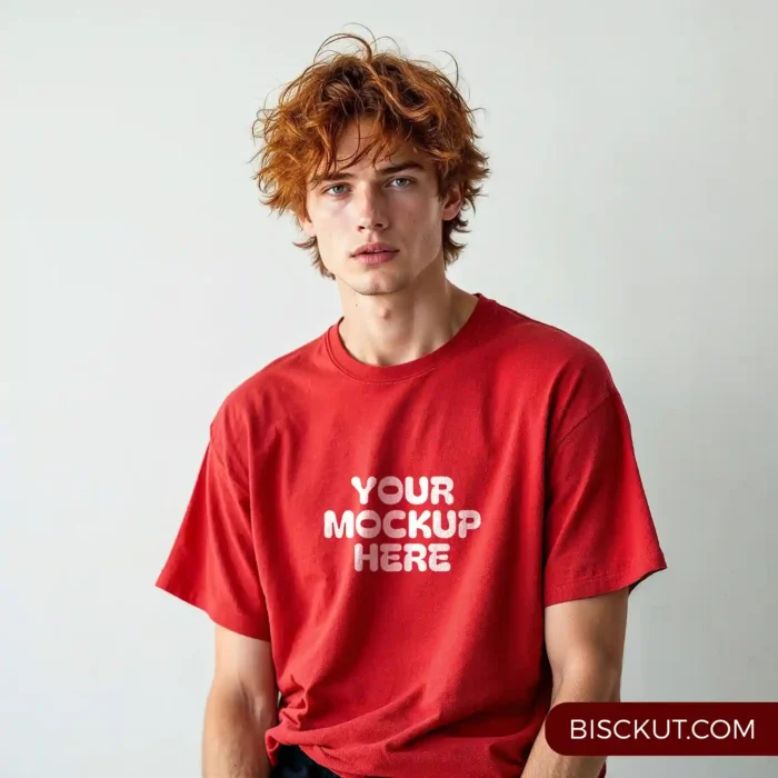 oversized red t-shirt mockup