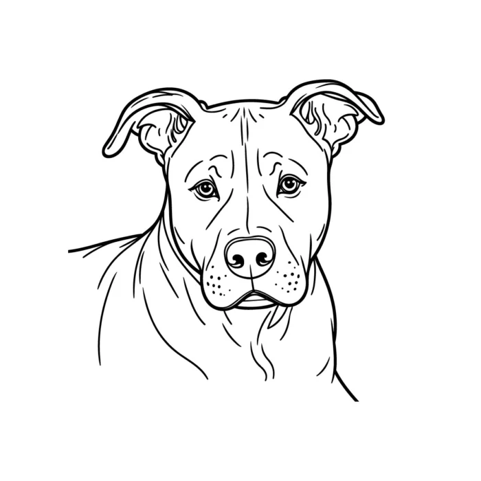 Pitbull face line art in vector format for pet logos, packaging, and bold dog-themed branding.