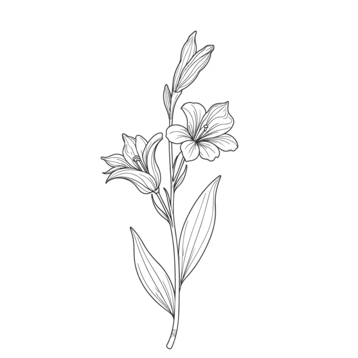 Botanical flower line art in vector format for elegant logos, packaging, and nature-inspired branding.