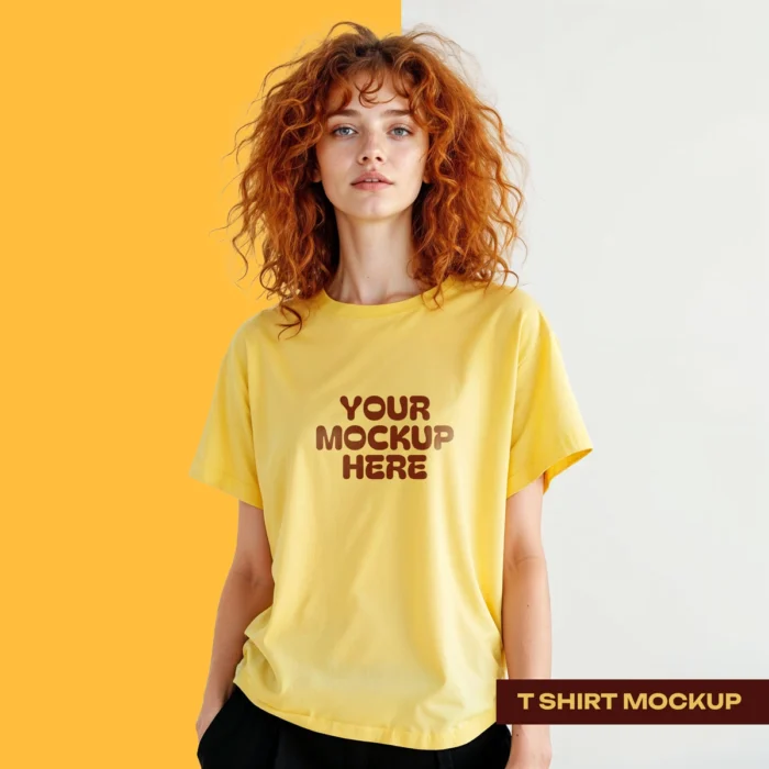 Yellow Oversized T-Shirt Mockup download