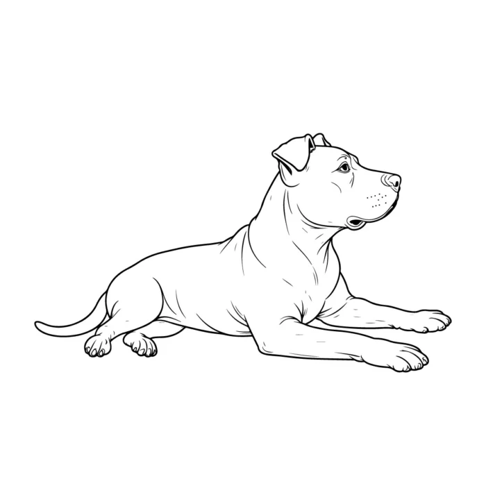 Editable Pitbull dog line art vector for pet logos, packaging, apparel, and dog-themed branding.