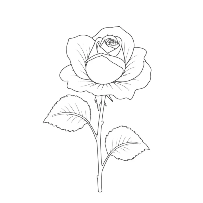Minimalist Rose Line Art for logos, packaging, and digital projects in scalable vector format.