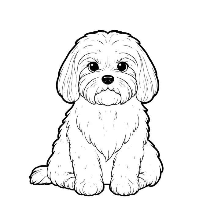 Vector Shih Tzu line art for pet logos, dog packaging, grooming branding, and social media designs.