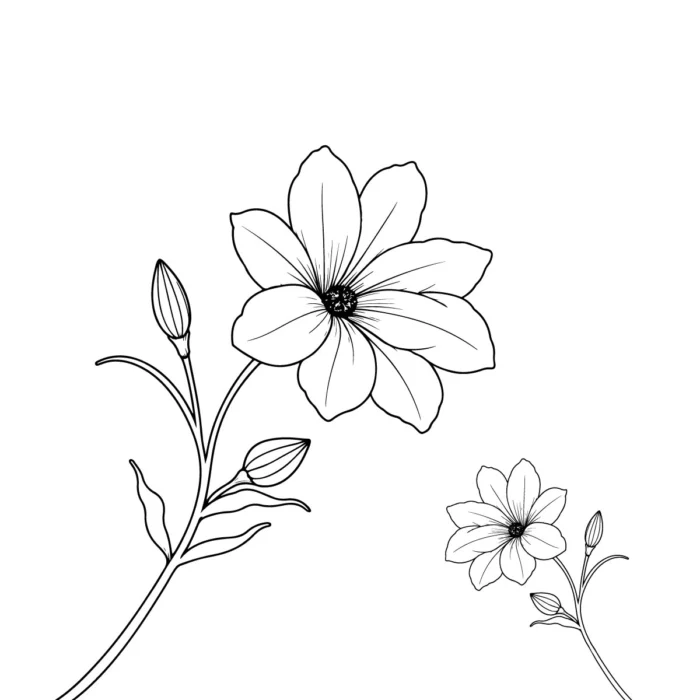 Minimalistic Sunflower Floral Line Art for logos, invitations, and branding in AI, EPS, PNG.