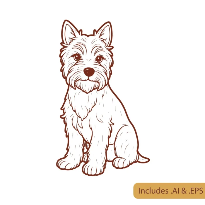 Yorkshire Terrier sitting line art download