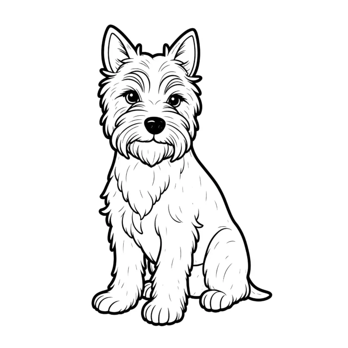 Yorkshire Terrier sitting line art vector for pet logos, branding, and packaging designs.