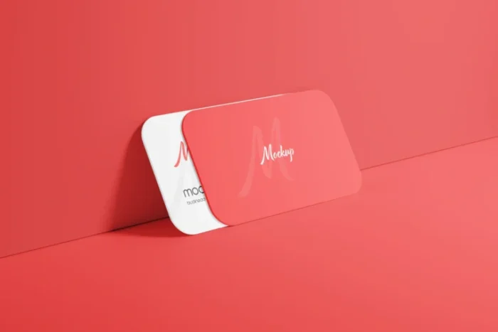 Round Corner Business Card Mockup showcasing sleek design with soft shadows and realistic details.