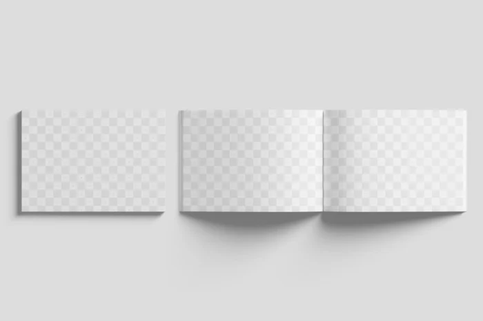 Realistic Open A4 Landscape Magazine Mockup
