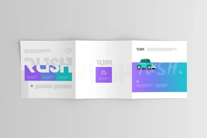 Realistic Square Trifold Brochure Mockup