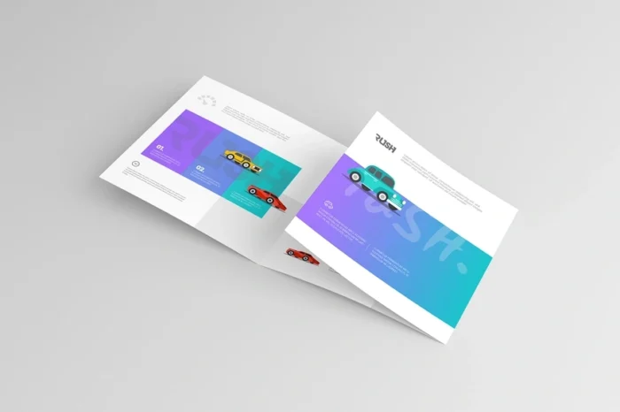 Realistic Square Trifold Brochure Mockup for showcasing trifold brochure designs and marketing materials.