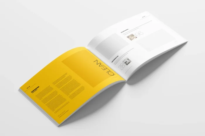 A4 Landscape Magazine Mockup for showcasing editorial designs with realistic shadows.