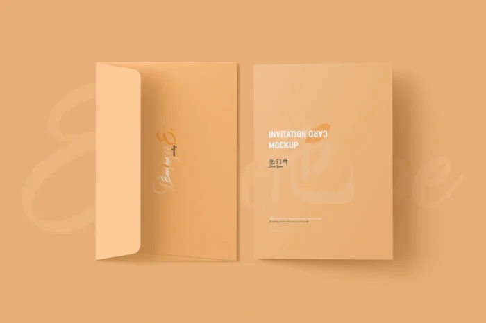 Free A5 Folded Invitation Card Mockup