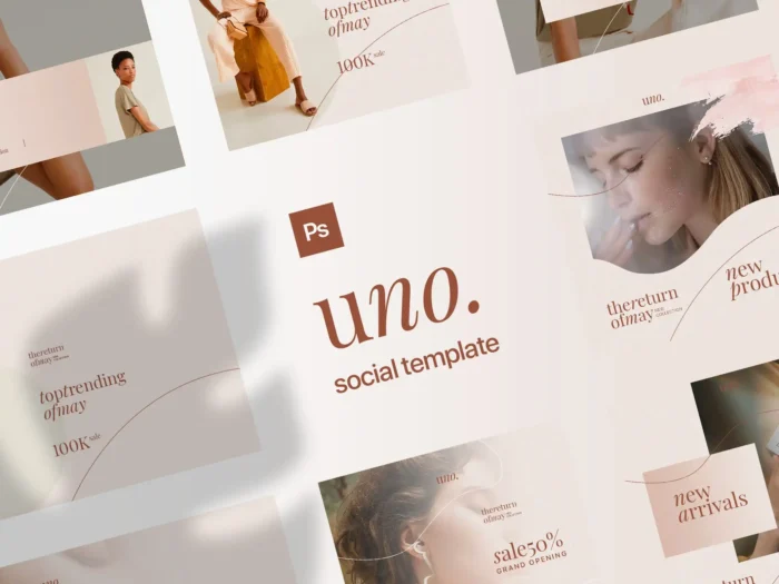 Modern feminine social media post templates in soft colors and trendy design.