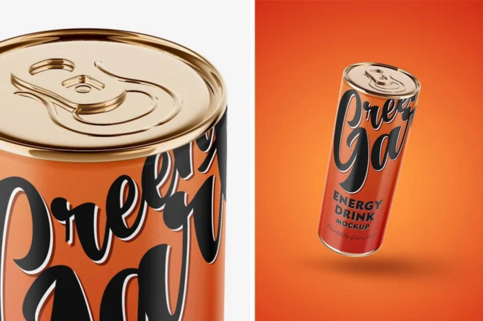 Free Realistic Energy Drink Mockup Set