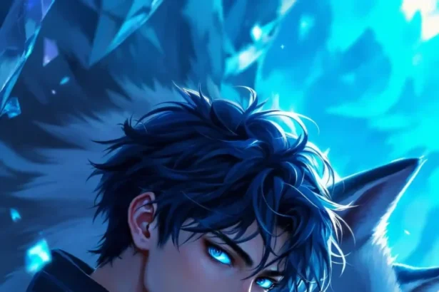 4K Anime Style Guy with Wolf Wallpaper