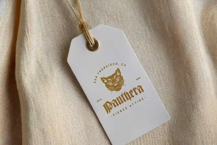 Free apparel label mockup showcasing custom logo design on fabric with realistic texture.
