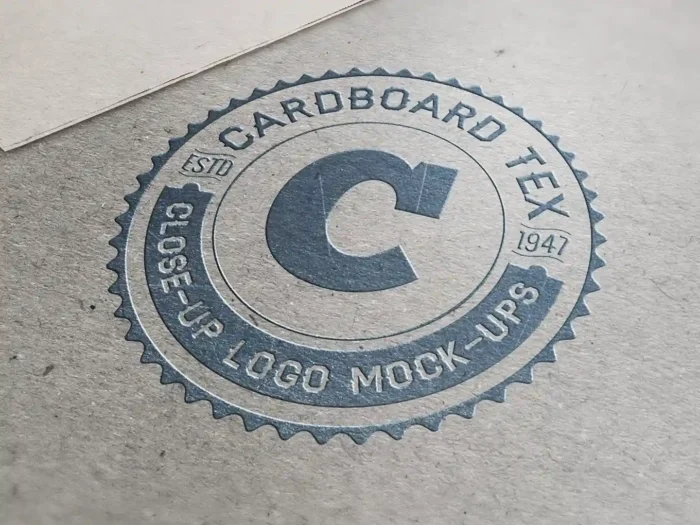 Cardboard logo mockup with embossed and printed effects for eco-friendly branding.