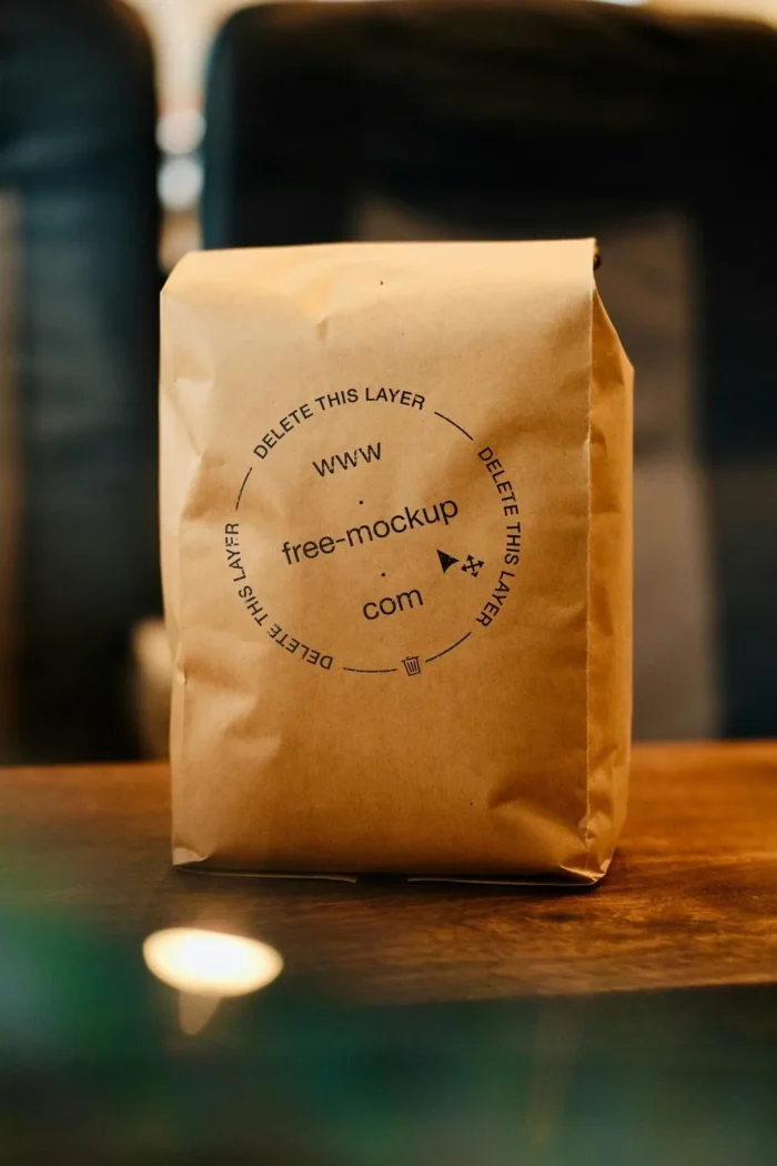 Free Realistic Food Paper Bag Mockup