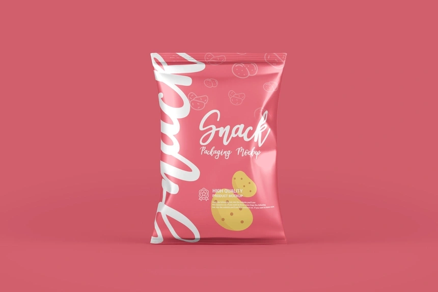 Free Chips Snacks Foil Pack Packaging Mockup - Image 3